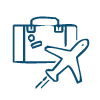 icono de equipaje y avión