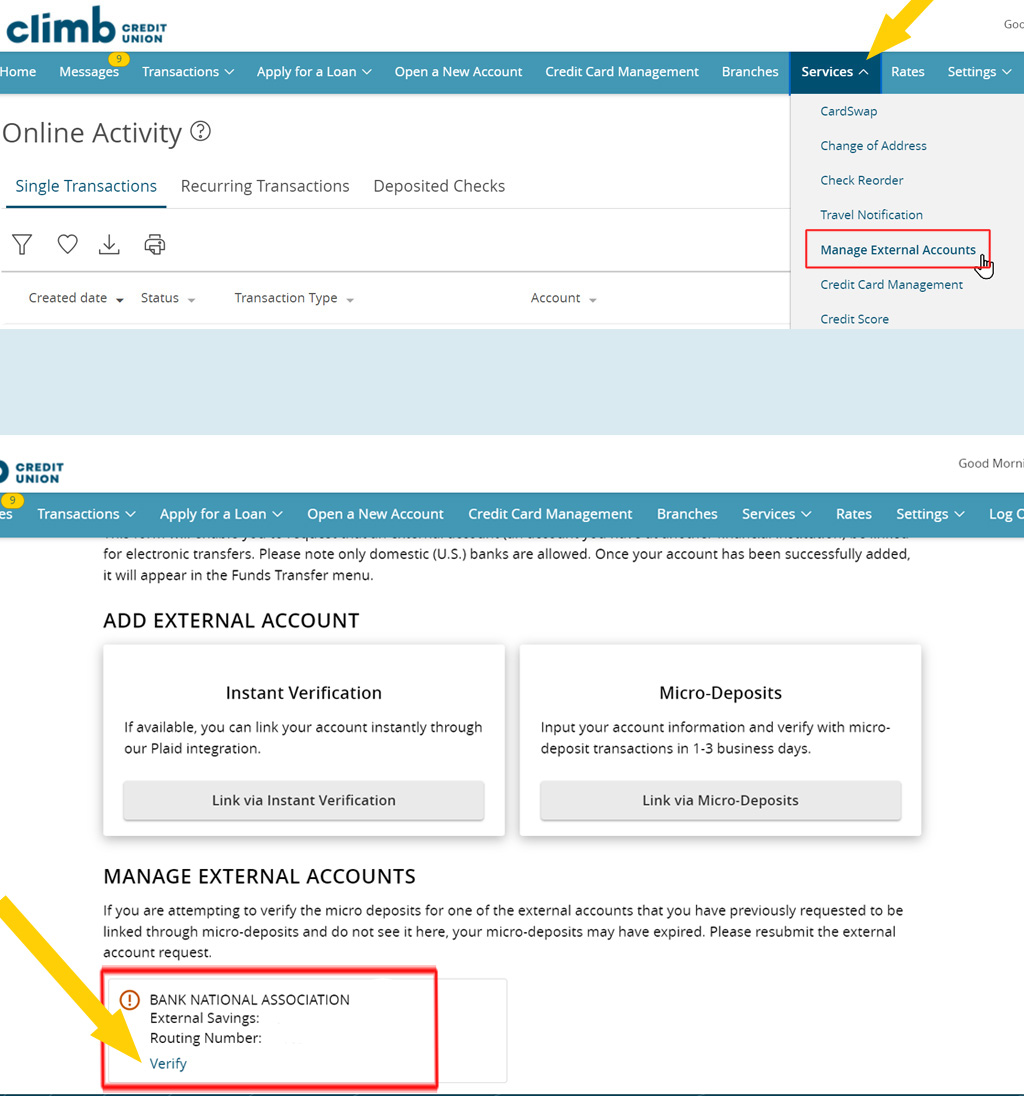 Paso 5 verificación de cuenta externa